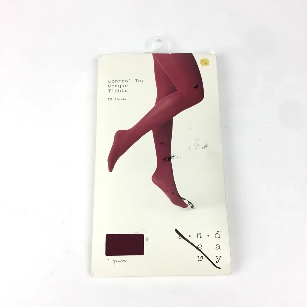 Control Top Opaque‎ Tights Bing Cherry Red S/M